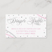 Glitter & Parels Luier Raffle Ticket, Roze Grijs Visitekaartje (Voorkant)