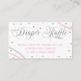 Glitter & Parels Luier Raffle Ticket, Roze Grijs Visitekaartje
