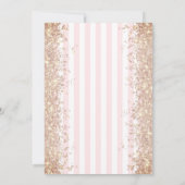 Glitter Parels & Prosecco Roze StreepBruidsdouche Kaart (Achterkant)