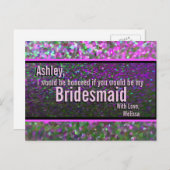 Glitter Party Glam - Wil jij mijn bruidsmeisje zij Uitnodiging Briefkaart (Voorkant / Achterkant)