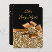 Glitter Party Night Gold Black Bronze Bow Jewel Kaart (Voorkant / Achterkant)