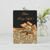 Glitter Party Night Gold Black Bronze Bow Jewel Kaart (Staand voorkant)
