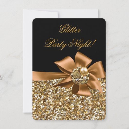 Glitter Party Night Gold Black Bronze Bow Jewel Kaart (Voorkant)