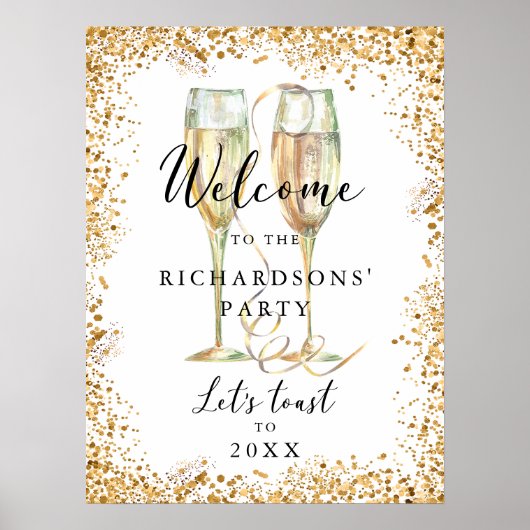 Glitter Party Welkomstbord Poster (Voorkant)