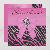 Glitter Party (zebra, roze koekjes en dierlijk afd Kaart (Voorkant / Achterkant)