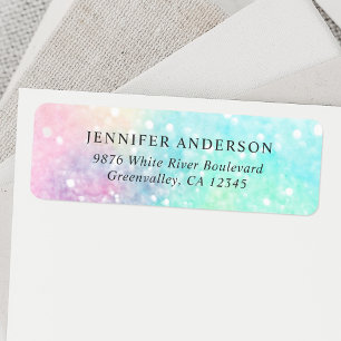 Glitter Pastel Bokeh Girly Colorful Patroon Etiket