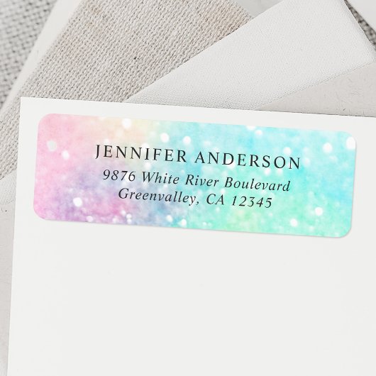 Glitter Pastel Bokeh Girly Colorful Patroon Etiket