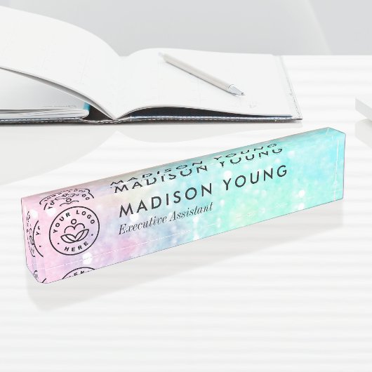 Glitter Pastel Bokeh Girly Colorful Patroon Naambordje