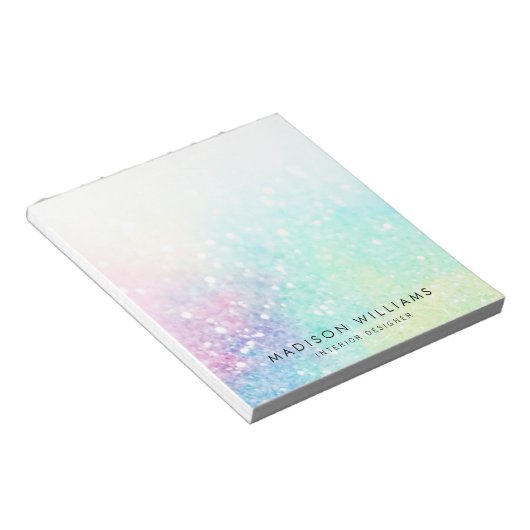 Glitter Pastel Bokeh Girly Colorful Patroon Notitieblok (Schuin)