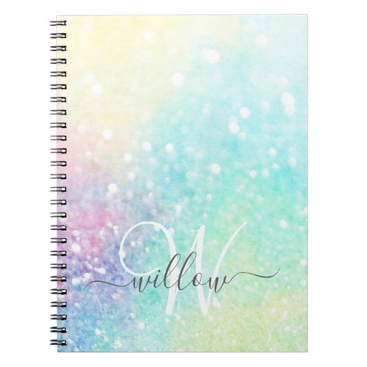 Glitter Pastel Bokeh Girly Colorful Patroon Notitieboek (Voorkant)