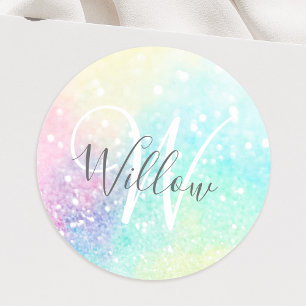 Glitter Pastel Bokeh Girly Colorful Patroon Ronde Sticker