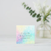 Glitter Pastel Bokeh Girly Colorful Patroon Vierkante Visitekaartje (Staand voorkant)