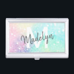 Glitter Pastel Bokeh Girly Colorful Patroon Visitekaarthouder<br><div class="desc">Een prachtig multicolor pastelglitterpatroon,  dat u met uw douanedetails kunt personaliseren.</div>
