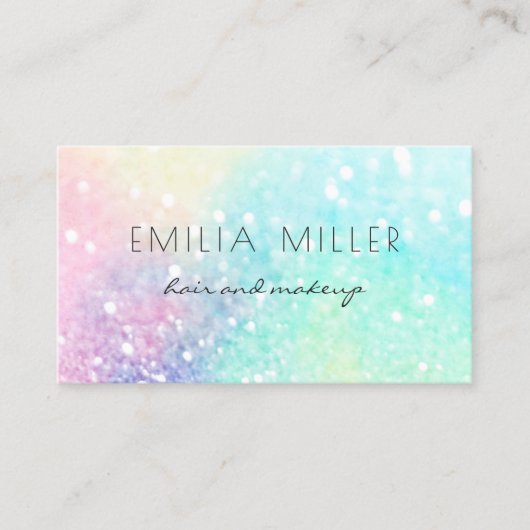 Glitter Pastel Bokeh Girly Colorful Patroon Visitekaartje (Voorkant)