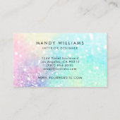 Glitter Pastel Bokeh Girly Colorful Patroon Visitekaartje (Achterkant)