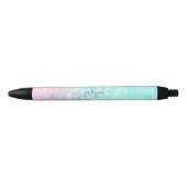 Glitter Pastel Bokeh Girly Colorful Patroon Zwarte Inkt Pen (Voorkant)