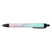 Glitter Pastel Bokeh Girly Colorful Patroon Zwarte Inkt Pen (Bodem)