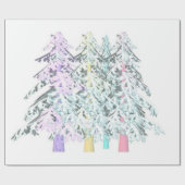 Glitter pastel kleuren ontwerpen bomen cadeaupapier (Vlak)