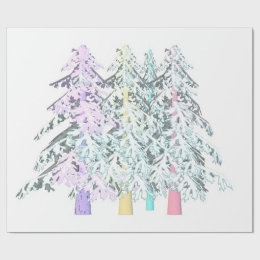 Glitter pastel kleuren ontwerpen bomen cadeaupapier (Vlak)