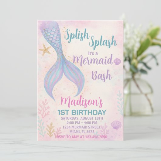 Glitter Pastel Ocean Theme Kaart (Staand voorkant)