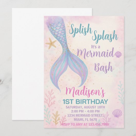 Glitter Pastel Ocean Theme Kaart (Voorkant / Achterkant)