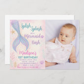 Glitter Pastel Ocean Theme met foto Kaart (Voorkant / Achterkant)