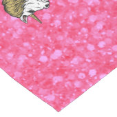 Glitter Pastel Pink Warrior Eenhoorn feestthema Lange Tafelloper (Hoek)