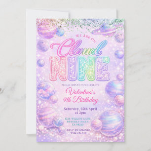 Glitter Pastel Regenboog Ruimte Verjaardagsfeestje Kaart