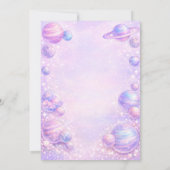 Glitter Pastel Regenboog Ruimte Verjaardagsfeestje Kaart (Achterkant)