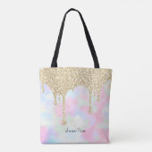*~* Glitter Pastel Unicorn Mermaid Rainbow Tote Bag (Achterkant)