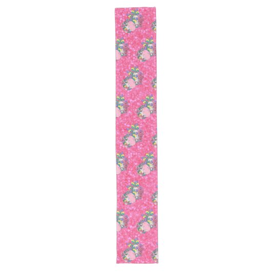 Glitter Pastle Pink Unicorn Long Table Runner Lange Tafelloper (Voorkant)