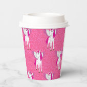 Glitter Pastle Pink Unicorn Papieren Bekers (Achterkant)