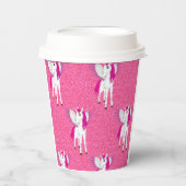 Glitter Pastle Pink Unicorn Papieren Bekers (Voorkant)