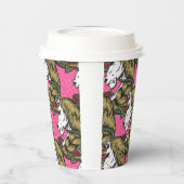 Glitter Pastle Pink Warrior Unicorn Paper Cups Papieren Bekers (Links)