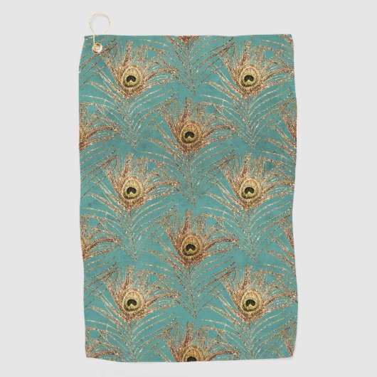 Glitter Pauwveren Patroon Golfhanddoek (Voorkant)