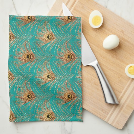 Glitter Pauwveren Patroon  Theedoek (Quarter Fold)