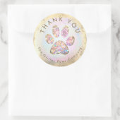 glitter paw print dank u klassieke ronde sticker (Tas)