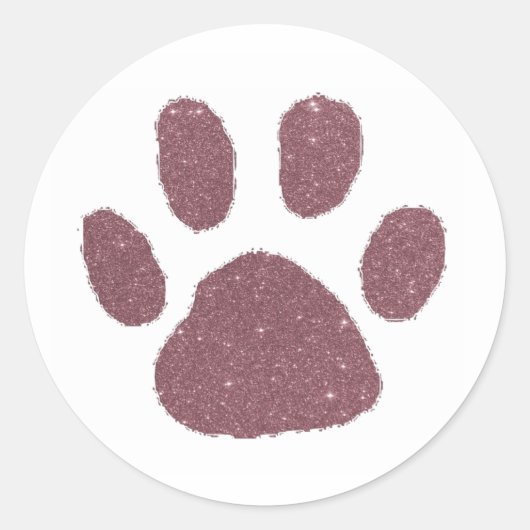 Glitter pawprint klassieke ronde sticker (Voorkant)