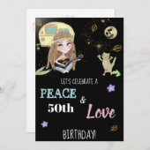 * Glitter Peace & Love Camping Hippie Birthday Kaart (Voorkant / Achterkant)