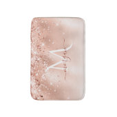 Glitter Peach Roos Gold Monogram Badmat (Voorkant Verticaal)
