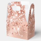 Glitter Peach Roos Gold Monogram Bedankdoosjes (Geopend)