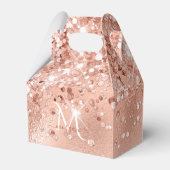 Glitter Peach Roos Gold Monogram Bedankdoosjes (Voorkant Zijde)