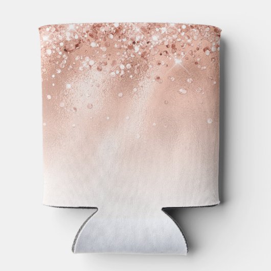 Glitter Peach Roos Gold Monogram Blikjeskoeler (Achterkant)