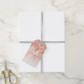 Glitter Peach Roos Gold Monogram Cadeaulabel (Met Touw)
