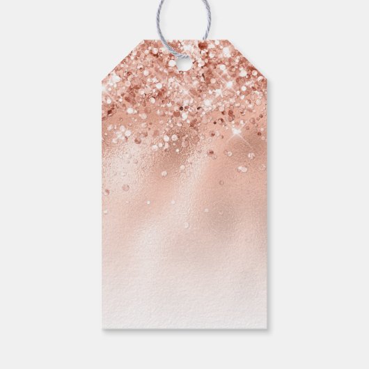 Glitter Peach Roos Gold Monogram Cadeaulabel (Achterkant)