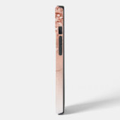 Glitter Peach Roos Gold Monogram Case-Mate iPhone Case (Achterkant / Links)