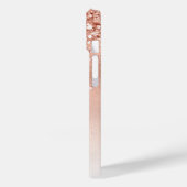 Glitter Peach Roos Gold Monogram Case-Mate iPhone Case (Achterkant / Links)