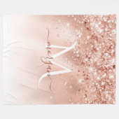 Glitter Peach Roos Gold Monogram Fleece Deken (Voorkant (Horizontaal))