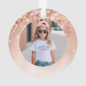 Glitter Peach Roos Gold Monogram Foto Ornament (achterkant)