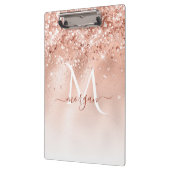 Glitter Peach Roos Gold Monogram Klembord (Links)